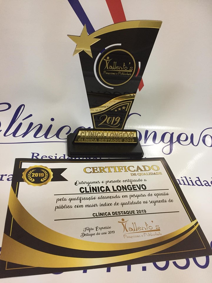 Certificado de qualidade da da Clinica Geriátrica Clinica Longevo